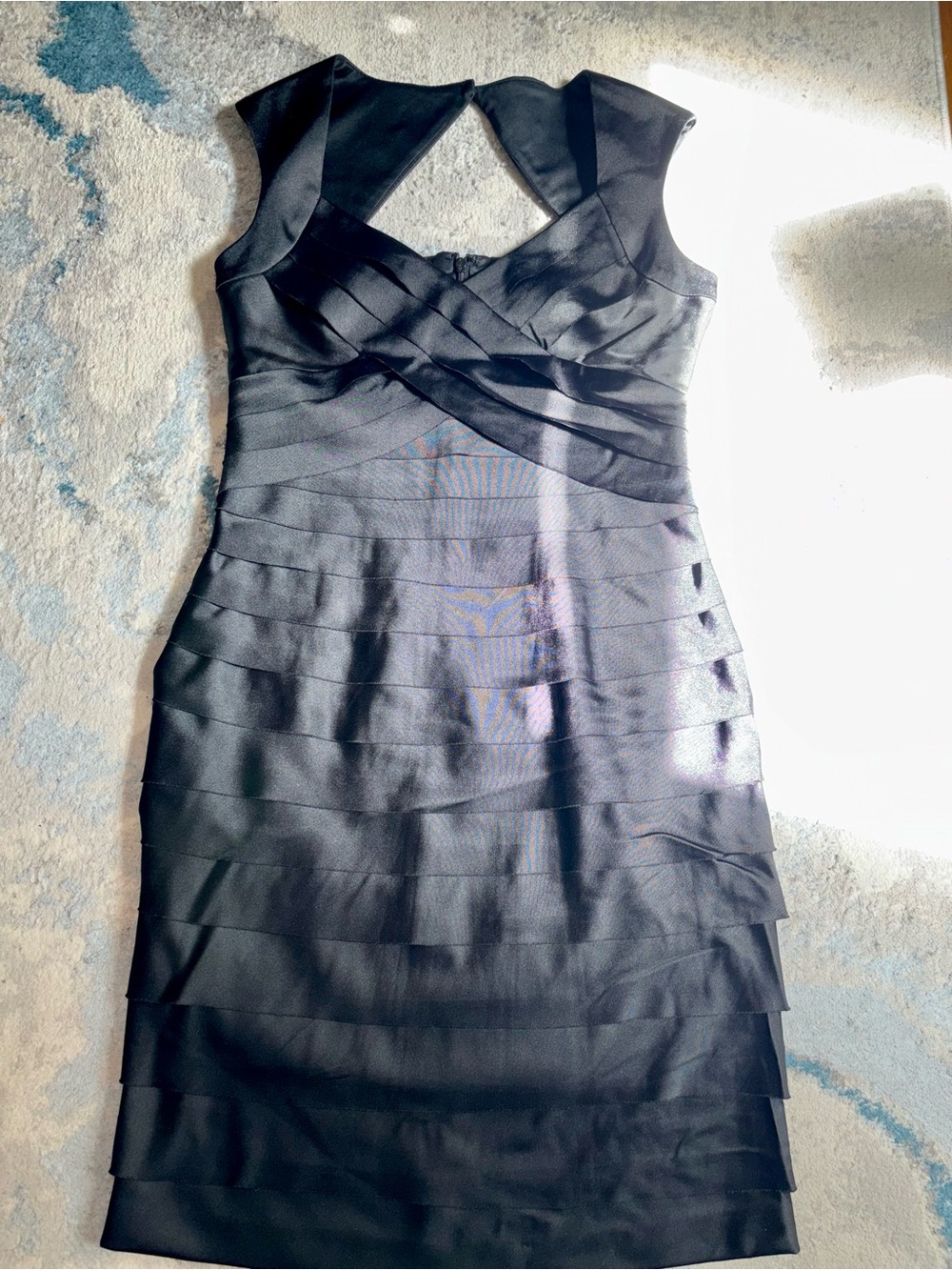 Jones Wear Black One-Shoulder Layered Bandage Dress